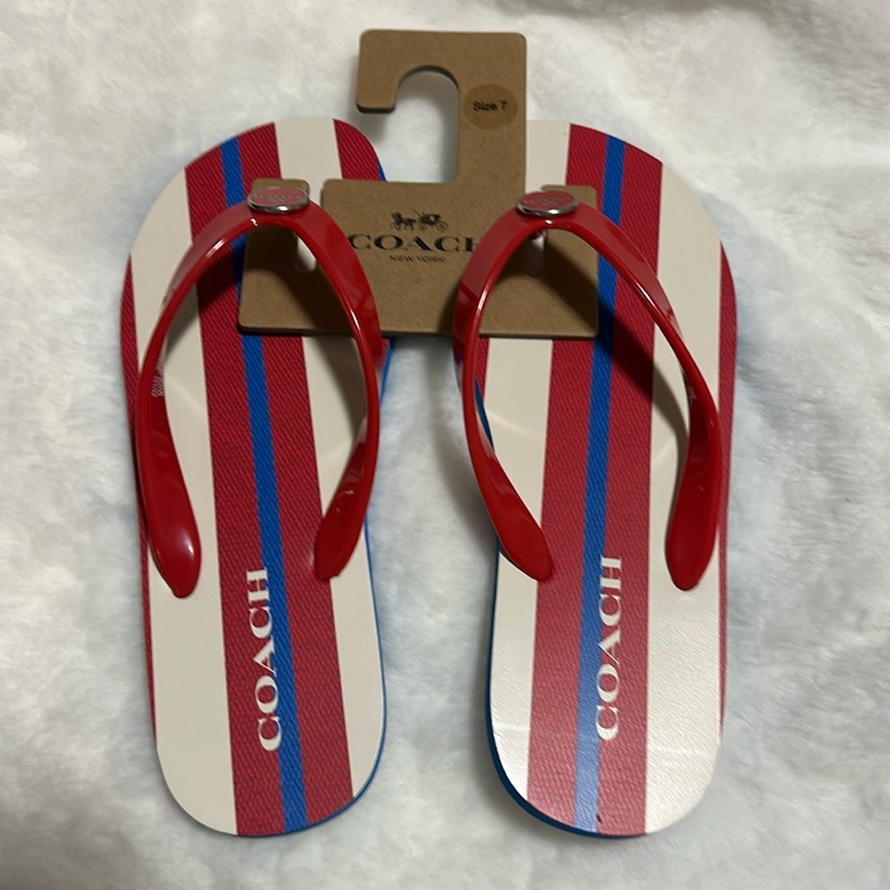 NWT COACH Zayn Stripe Flip Flop CU133